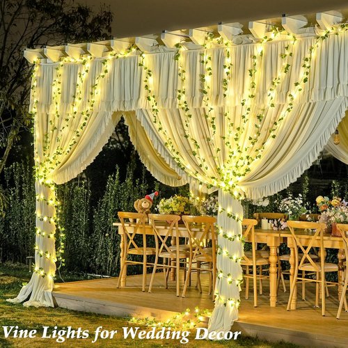 JMEXSUSS 33Ft Ivy Vines with 100 LED Fairy Lights - Battery Operated | Remote Control for Bedroom & Party Decor (Warm White)