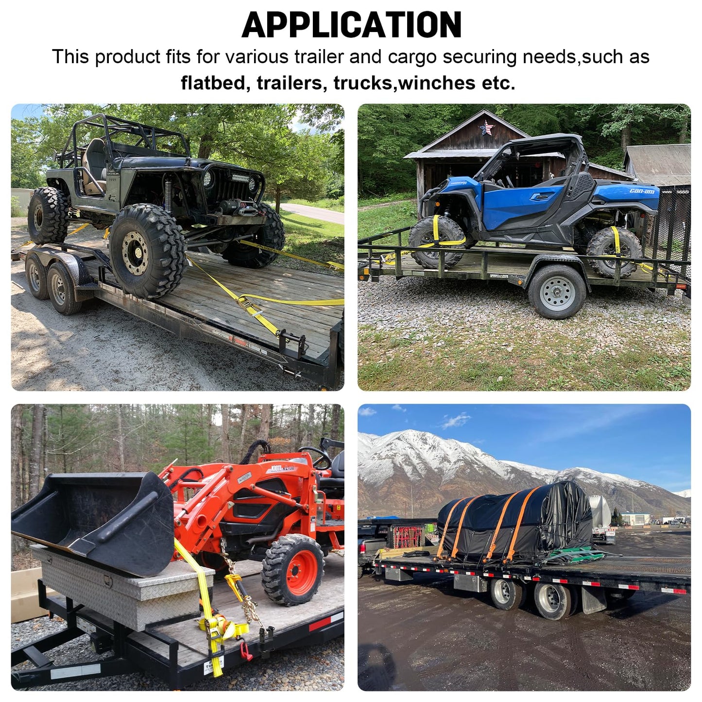 AUH Trailer Stake Pocket Winch Heavy Duty（4 Pack）Stake Pocket Tie Down 16200 LBS Capacity and 5400 LBS Load Limit for Flatbed Trailer Trucks Winches