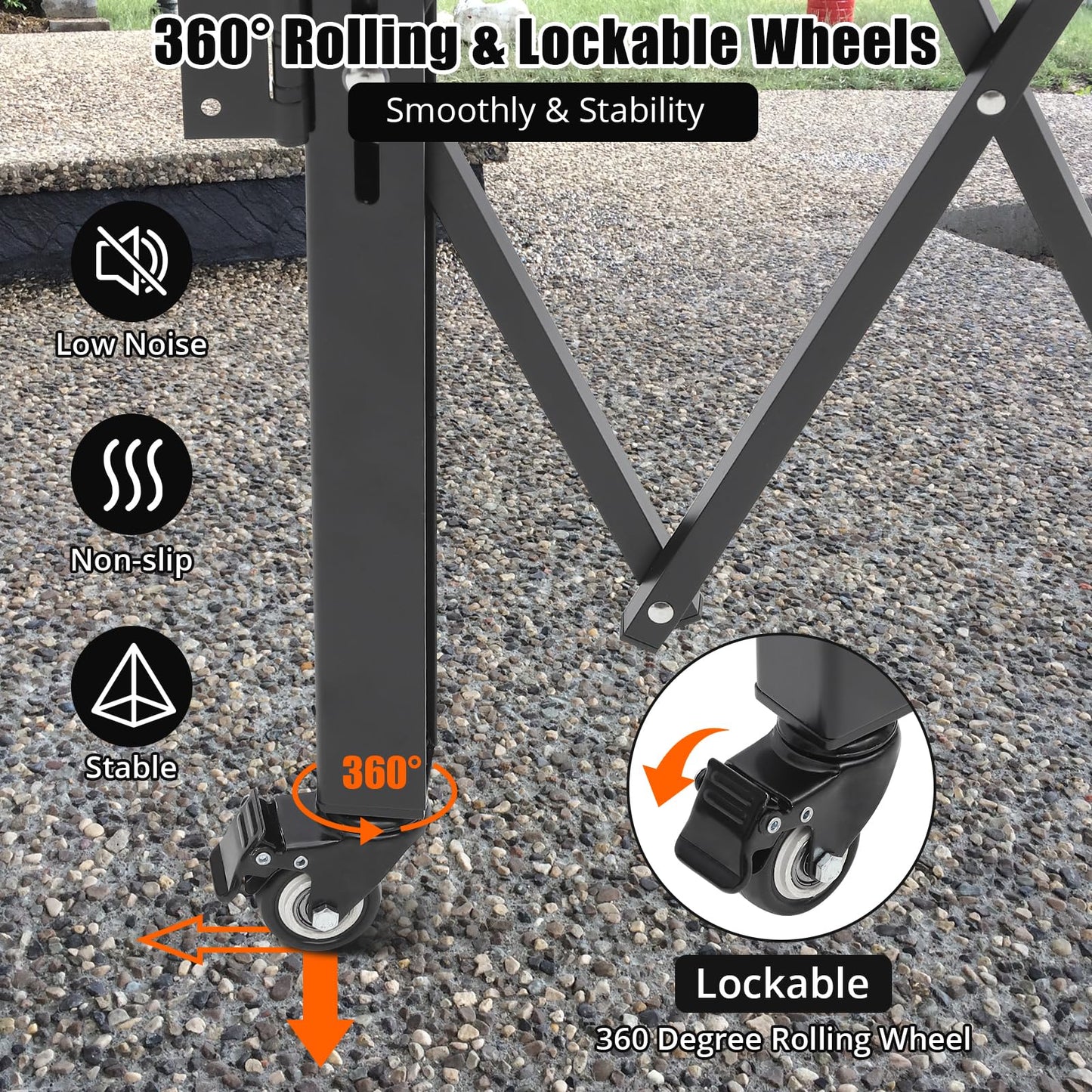 Double Folding Security Gate, 85" H x 150" W Folding Security Door Outdoor, Steel Accordion Security Gate, Flexible Expanding Security Gate, 360° Rolling Barricade Gate with Padlock