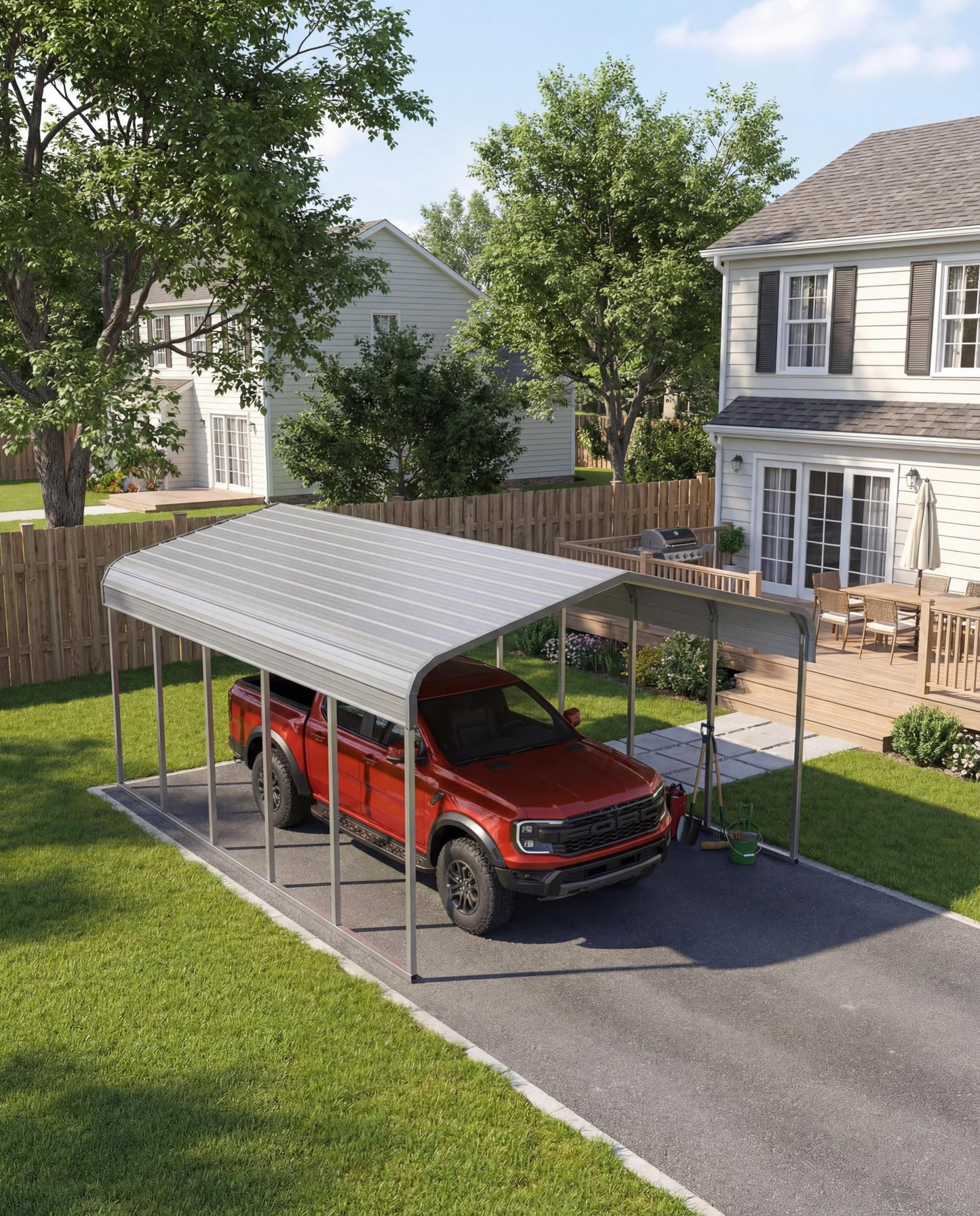 GarveeLife 12 x 20 Ft Heavy Duty Metal Carport with Metal Roof, Oversized Car Port Shelter for Trucks Boats Tractors, Outdoor Vehicle Cover for Driveway Yard