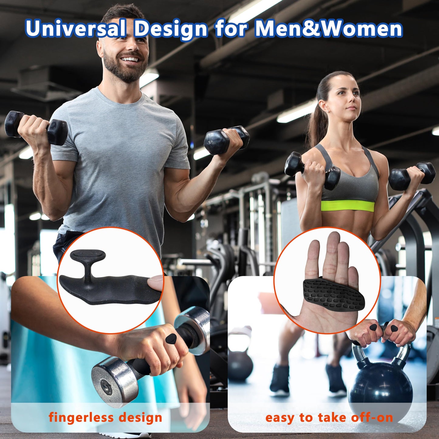 Epritliber Silicone Gym Grips for Weight Lifting,Workout Gloves for Women Men Alternative,Anti Slip Gym Workout Grip,Rubber Gym Hand Grips-Weightlifting Grips Pad for Barbell,Pull Up,Ryptfit,Training