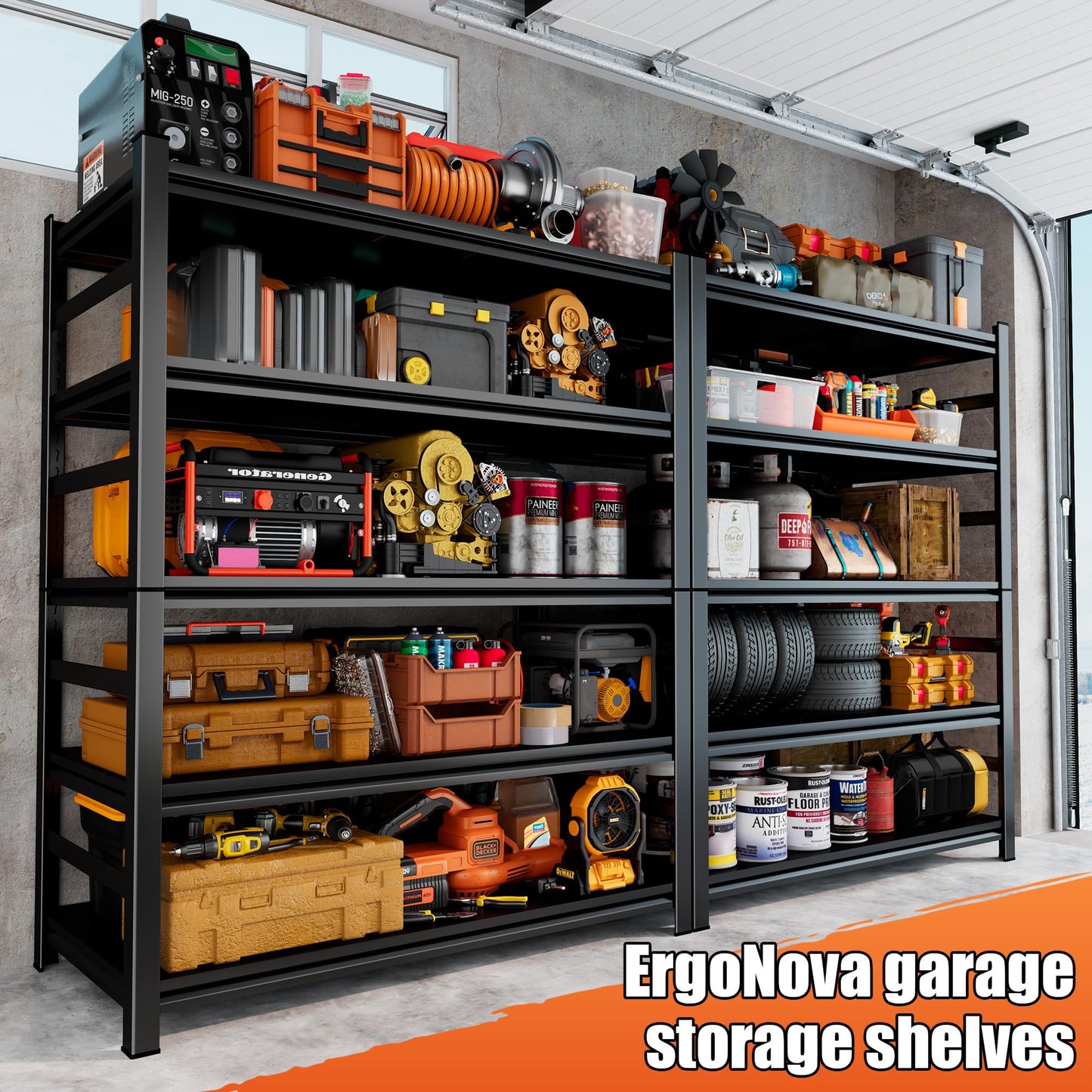 ErgoNova 72''H*48''W*24" D Storage Shelves Heavy Duty 3500LBS Adjustable Metal Garage Shelving Unit Rack Metal Storage Shelf Heavy Duty Shelf for Garage, Basement, Pantry, Corporate Purchase