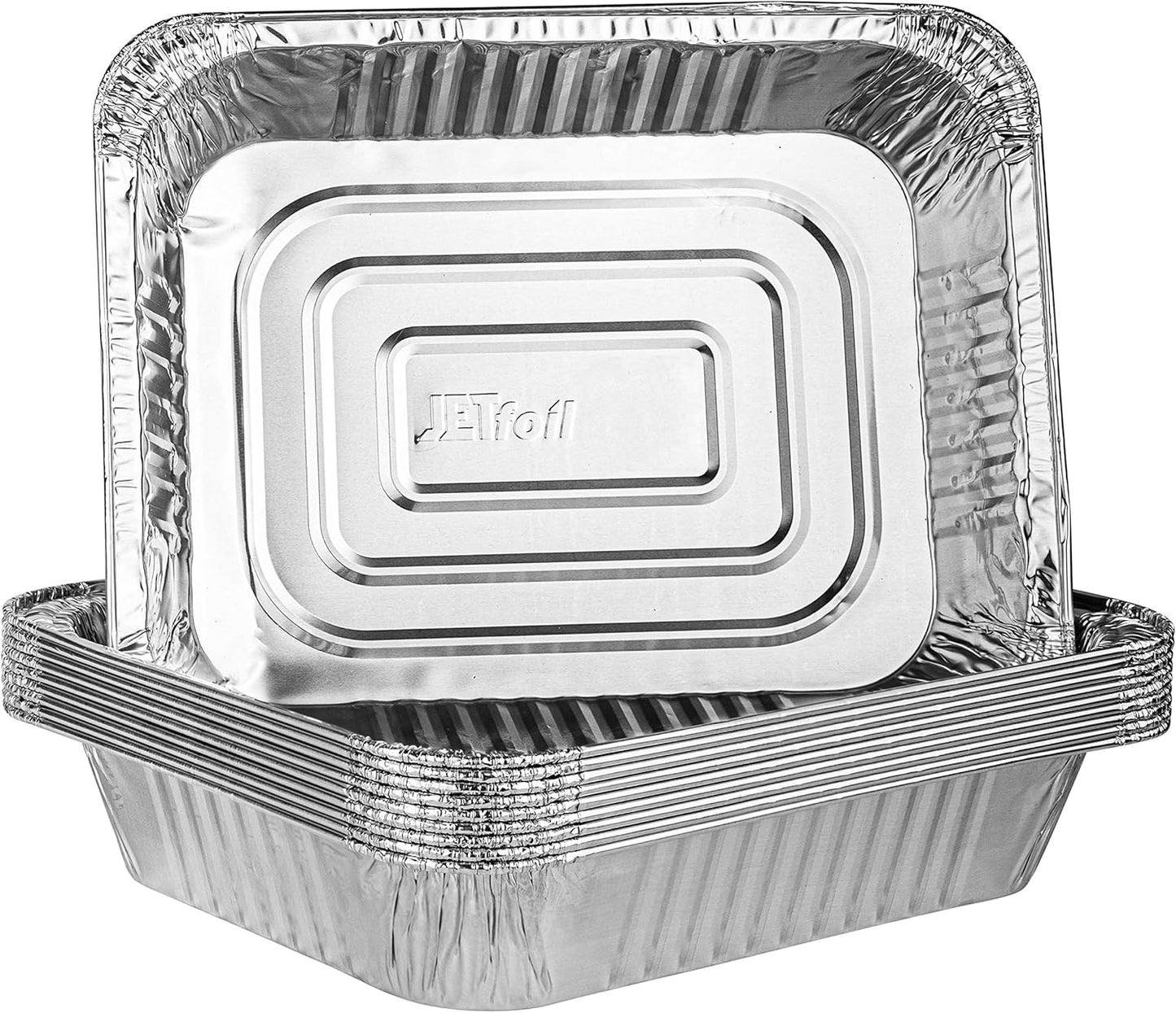 PLASTICPRO Disposable Aluminum Foil Pans - Half Size Deep Bakeware for Cakes & Lasagna | Pack of 10
