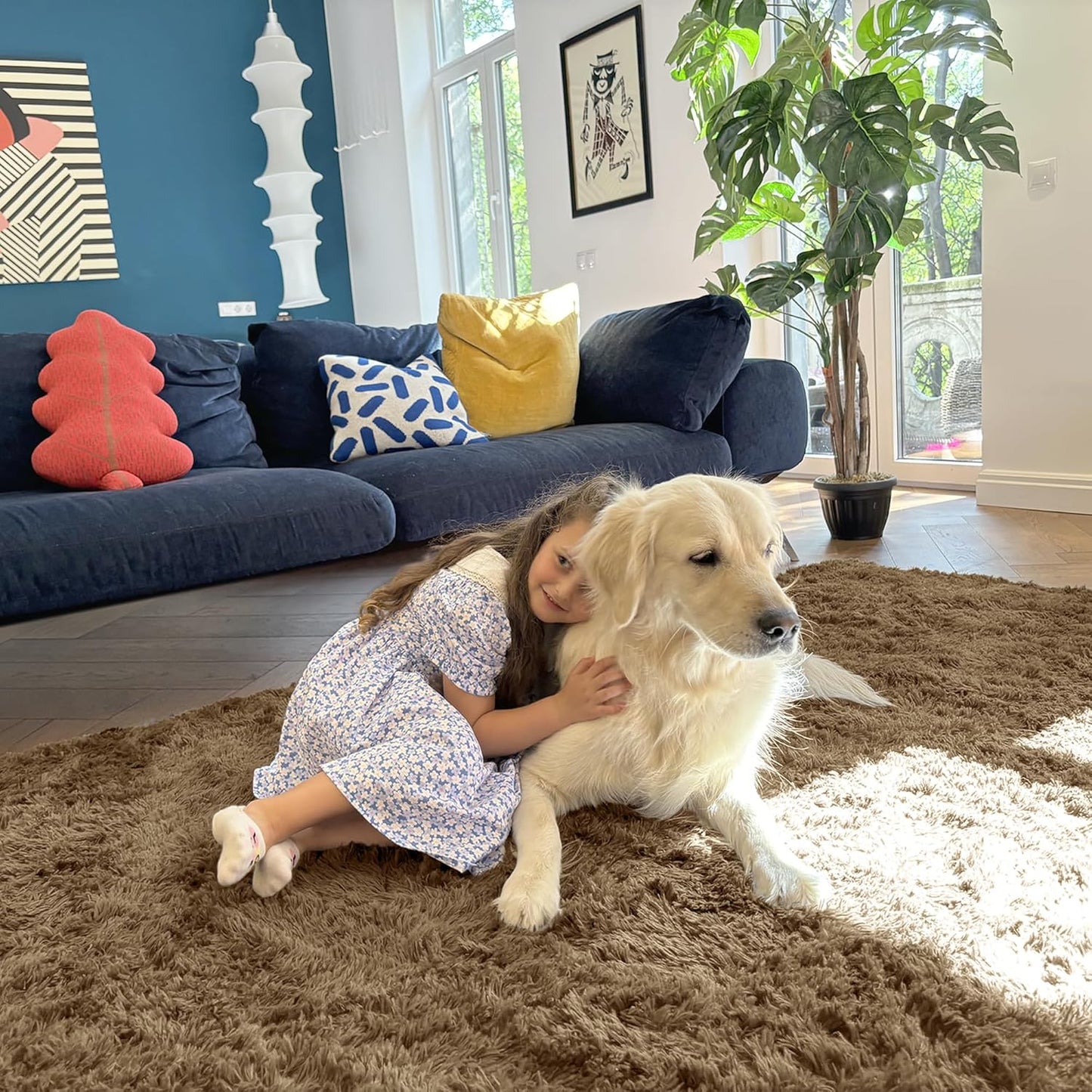 OLANLY Runner Rugs - Soft Fluffy Machine Washable Shaggy Carpet for Hallway & Bedroom | Taupe 2x5 ft