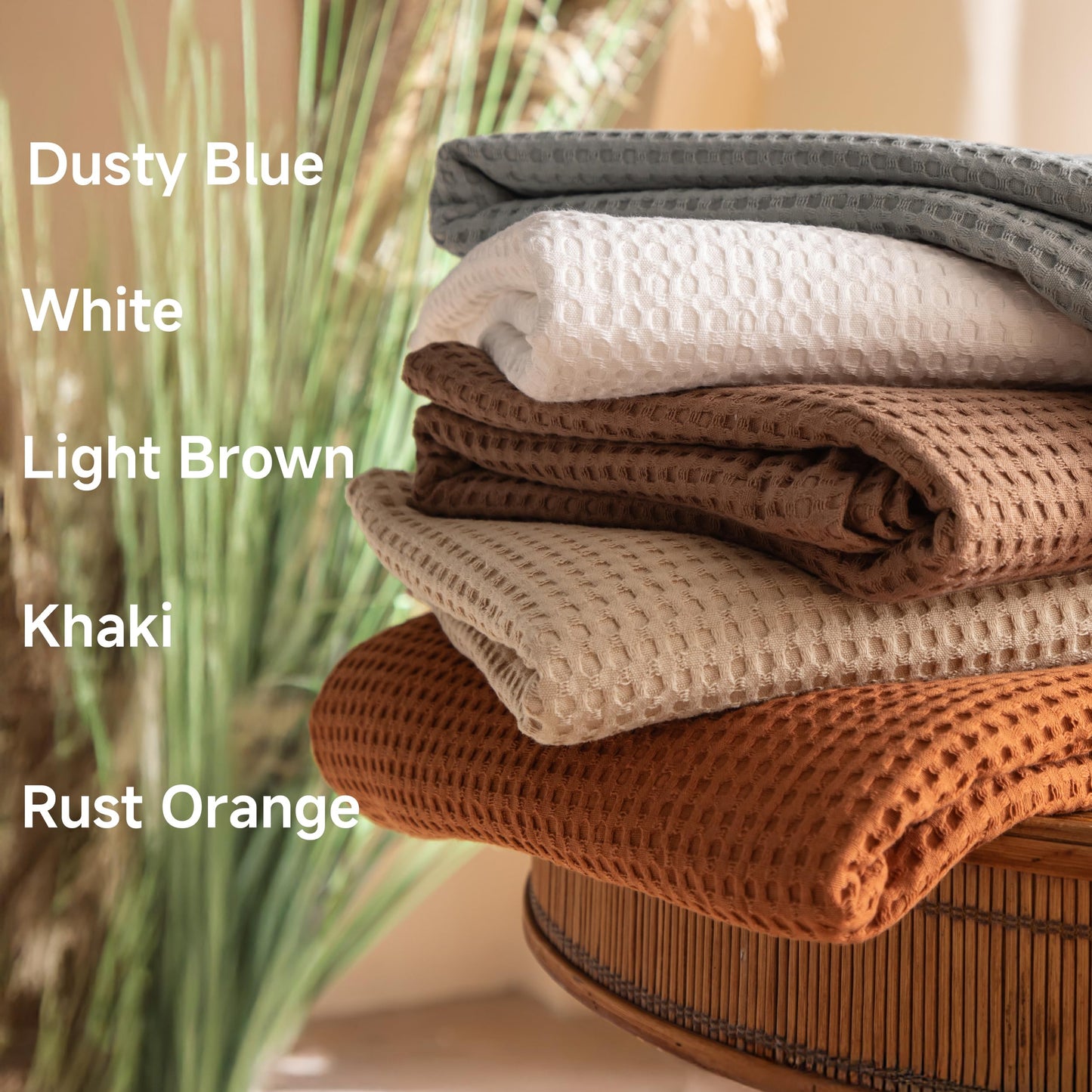 Simple&Opulence 100% Cotton Waffle Weave Throw Blanket 40"x50", Soft Lightweight Breathable Cozy Washed, Layer Blanket for Couch Bed Sofa, Farmhouse Home Decor for Adults All-Season, Rust Orange