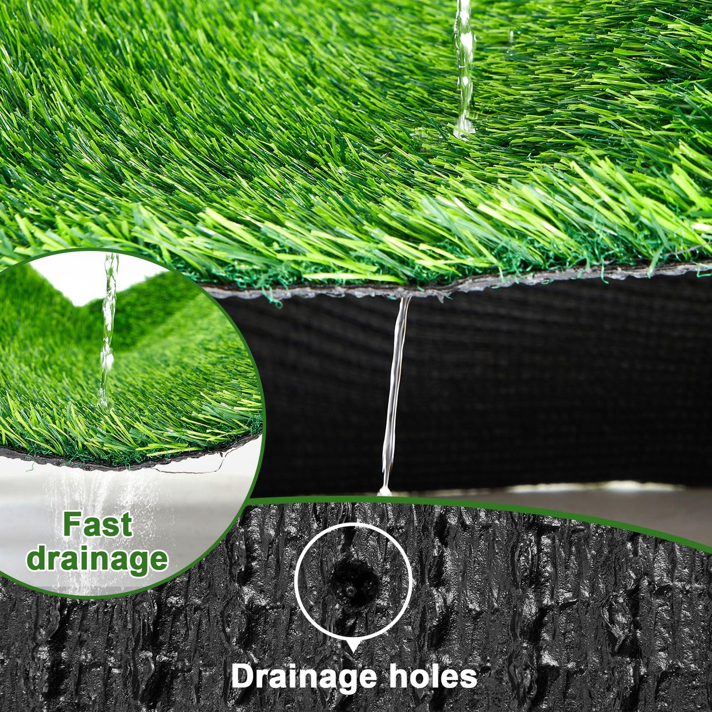 Nuanchu Artificial Grass Turf 8ft X 16ft, 128 Square Ft, 0.8" Artificial Grass Rug Extra Large Outdoor Indoor Green Carpet with Drain Holes for Dogs, Patio, Balcony, Backyard