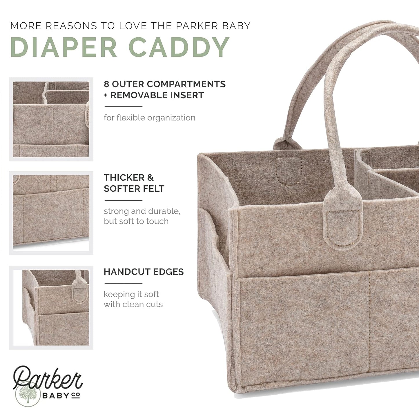 Parker Baby Co. Diaper Caddy - Large Nursery Storage Bin & Car Organizer for Diapers | Oatmeal