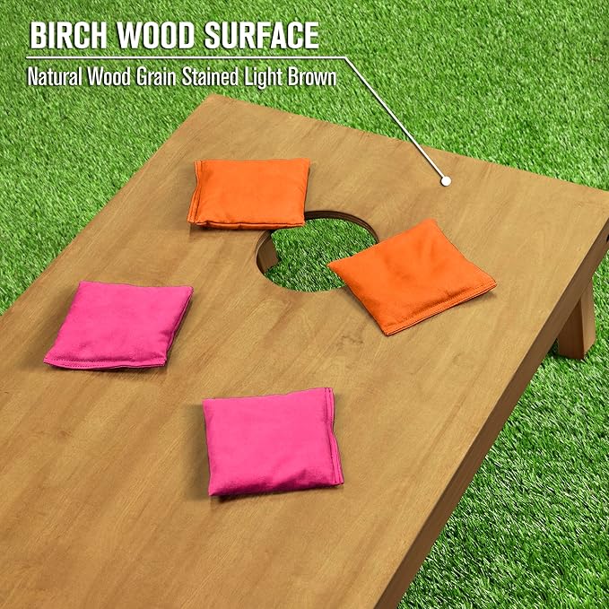 GoSports 4 ft x 2 ft Regulation Size Wooden Cornhole Boards Set - Includes Carrying Case - Full Regulation Size Bean Bag Toss Boards