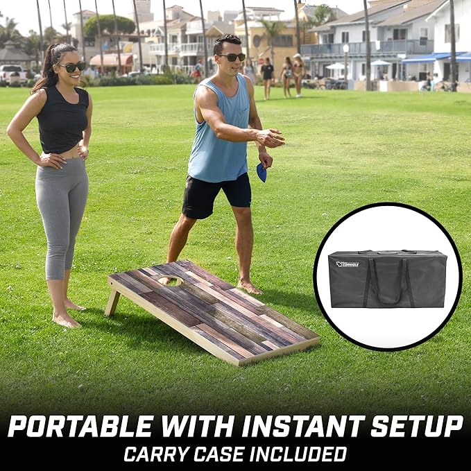 GoSports 4 x 2 ft Regulation Size Wood Cornhole Boards - 10 Vintage Wood Designs (Choose Your Style)