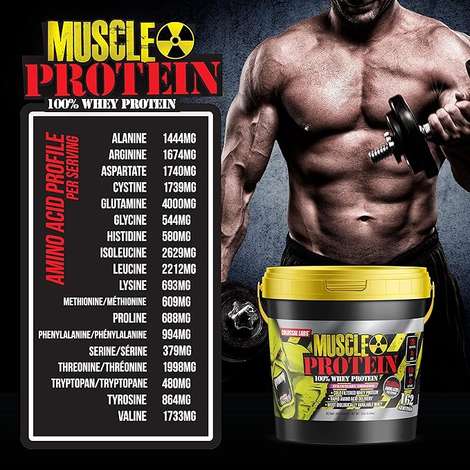 Muscle Whey Protein Flavored Protein Powder, 25,000mg Amino Acids/Serving, Cold Filtered(Packaging May Vary) (12 Pound (Bucket), Cookies & Cream)