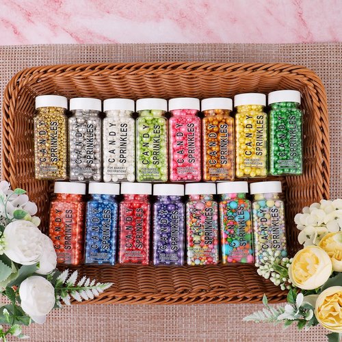 Gold Pearl Sprinkles - Edible Sugar Sprinkles for Cake Decorating | 4.6 oz Mix in 6 Sizes