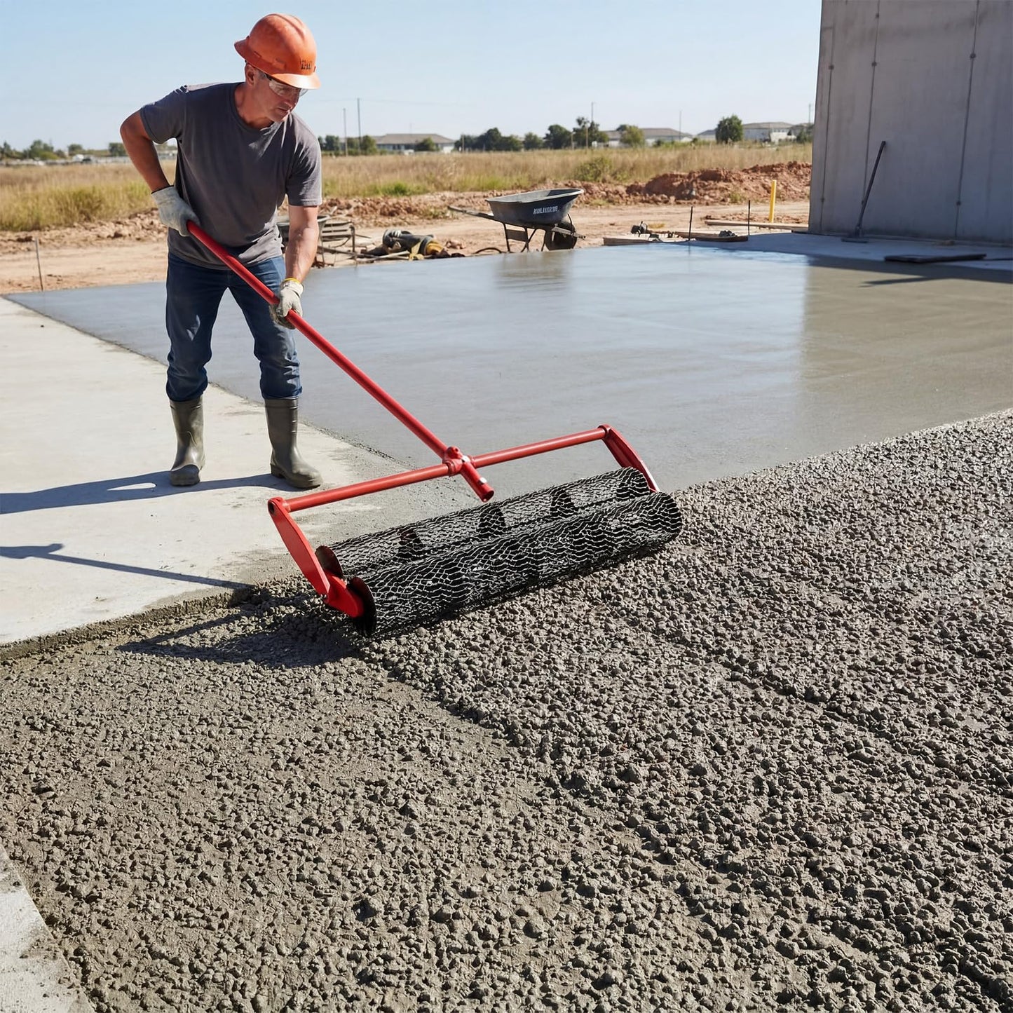 Lounsweer 36 Inch Concrete Roller Tamper Comes with Dual Adapter Concrete Double Roller Tamper without Handle for Smoothing Leveling and Compacting Fresh Surface