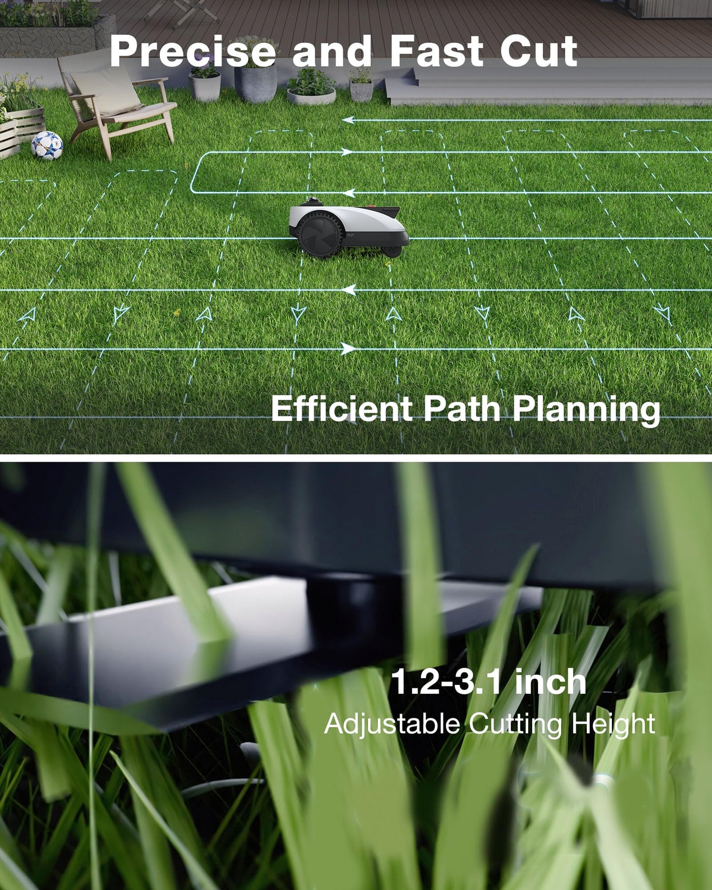 ECOVACS Goat O1000 LiDAR PRO Robot Lawn Mower, Wire-Free Mapping with LiDAR Navigation, AI Obstacle Avoidance, Smart Edge Mowing, App Control, for Lawns Up to 1/4 Acre