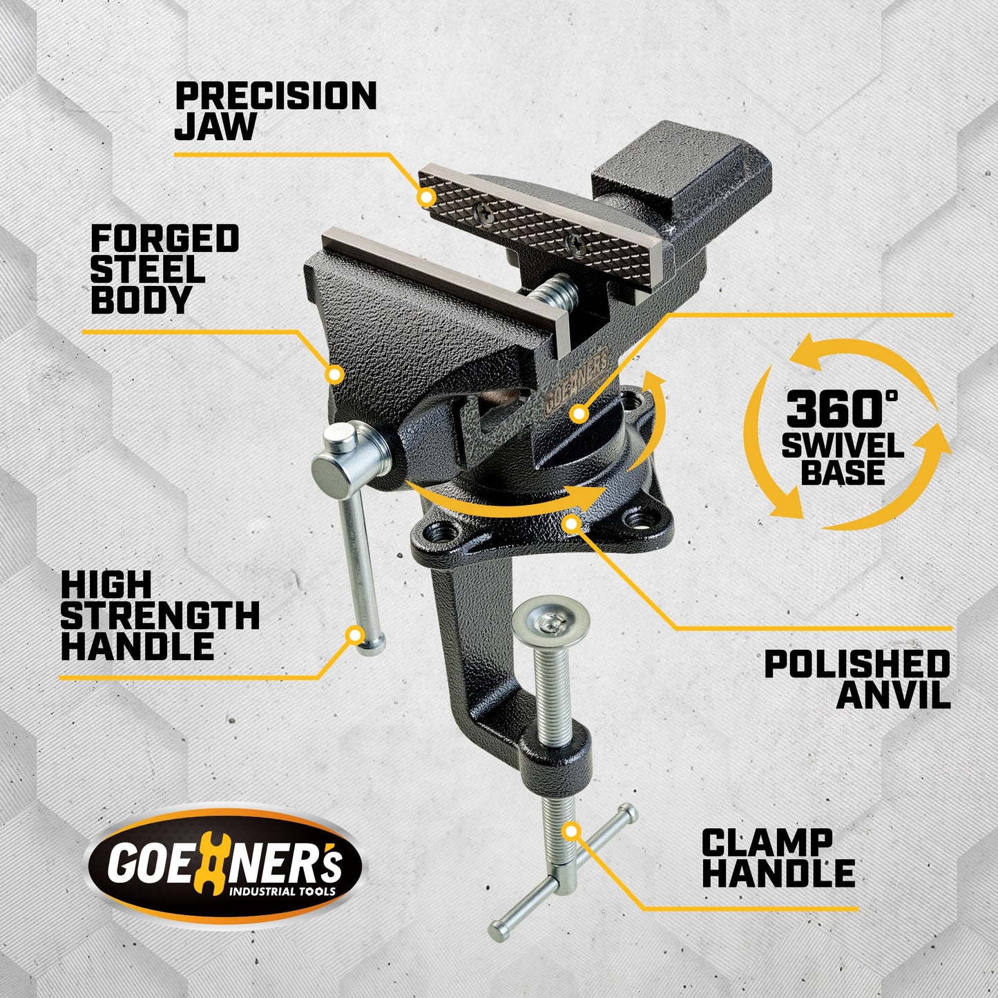 [Upgraded Version] Multi-Purpose Bench Vise 3.3", Table Vice For Workbench, Universal Clamping Vise With Heavy Duty Cast Iron, Multi-Jaw, Swivel Base, Easy Adjustment for Woodworking (3.3 Inch)