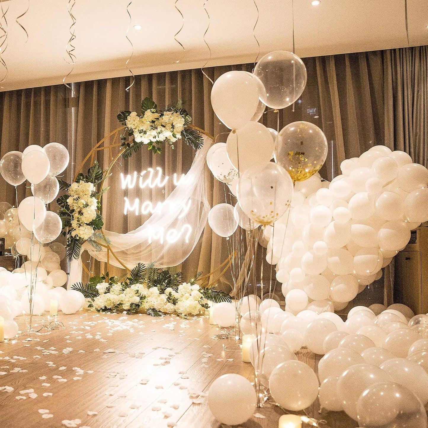 White Balloons 18 Inch - Large Latex Helium Balloons for Weddings, Birthdays & Baby Showers | 12 Pack