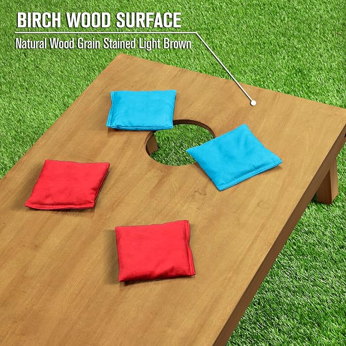 GoSports 4 ft x 2 ft Regulation Size Wooden Cornhole Boards Set - Includes Carrying Case - Full Regulation Size Bean Bag Toss Boards