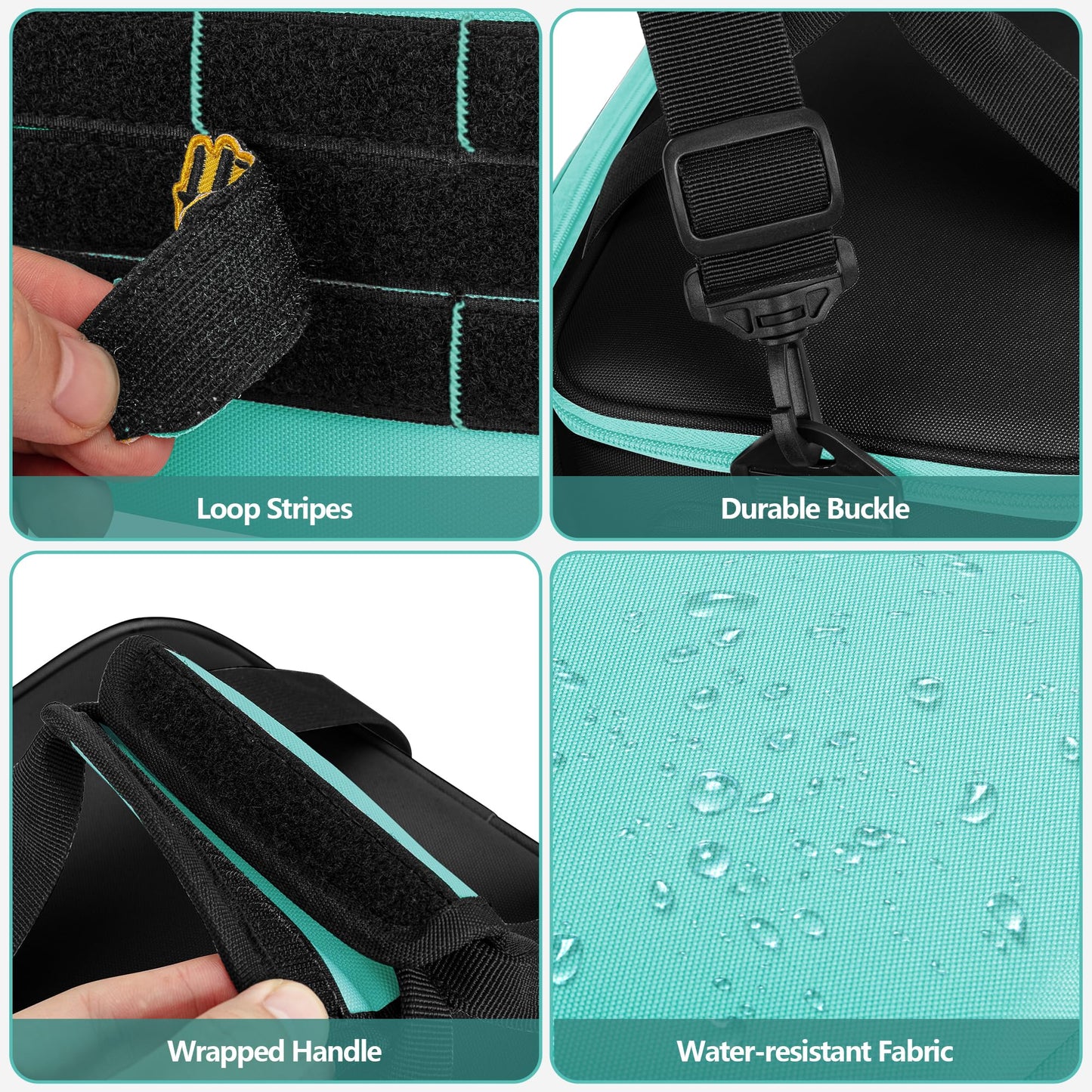 Trahzia Tool Tote Bag for Women, Tool Storage Organizer with Anti-friction Bottom, Tactical Range Bag for Electrician, Carpenters, Repairman, Turquoise