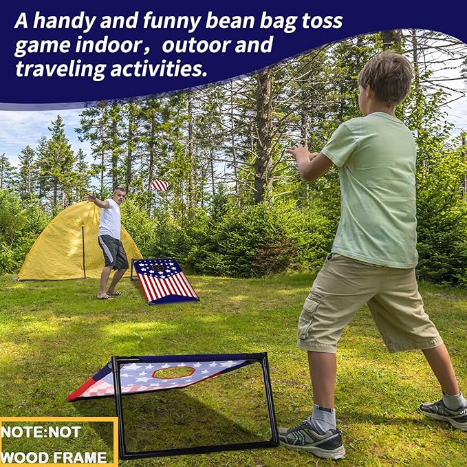 NZQXJXZ 3x2 ft Cornhole Board Set with 8 Bean Bags and Carrying Bag, Outdoor Toss Game Set for Kids and Adults, Portable Corn Hole Sets for Beach Lawn Backyard