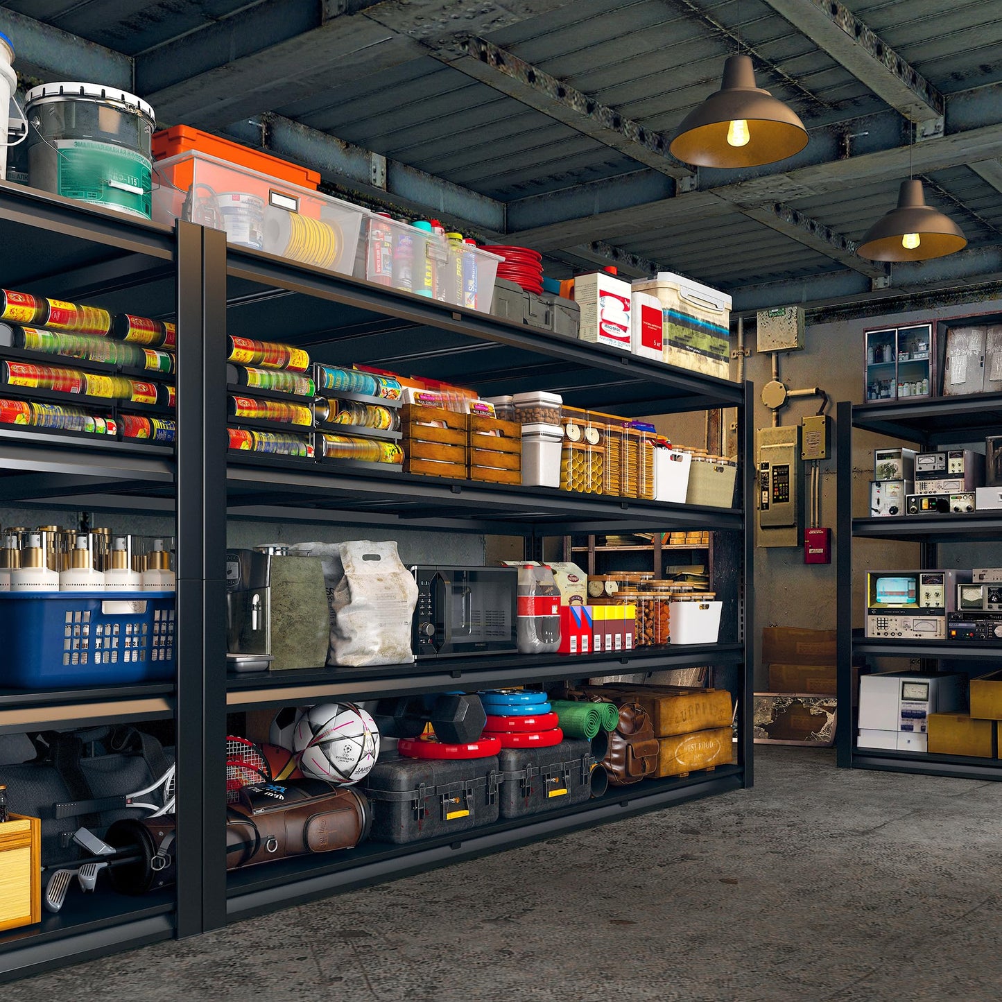 REIBII 60" W Garage Shelving, 2650LBS Heavy Duty Storage Shelves, 4 Tier Adjustable Industrial Shelving for Home, Kitchen, Garage, Basement, Commercial, Warehouse, Office, Store, 60" W x 24" D x 60" H