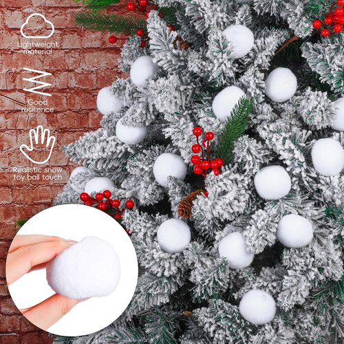 Elcoho 200-Piece 2-Inch Artificial Snow Toy Ball Set - Realistic Plush Toss Balls for Kids | Winter Fun & Decor