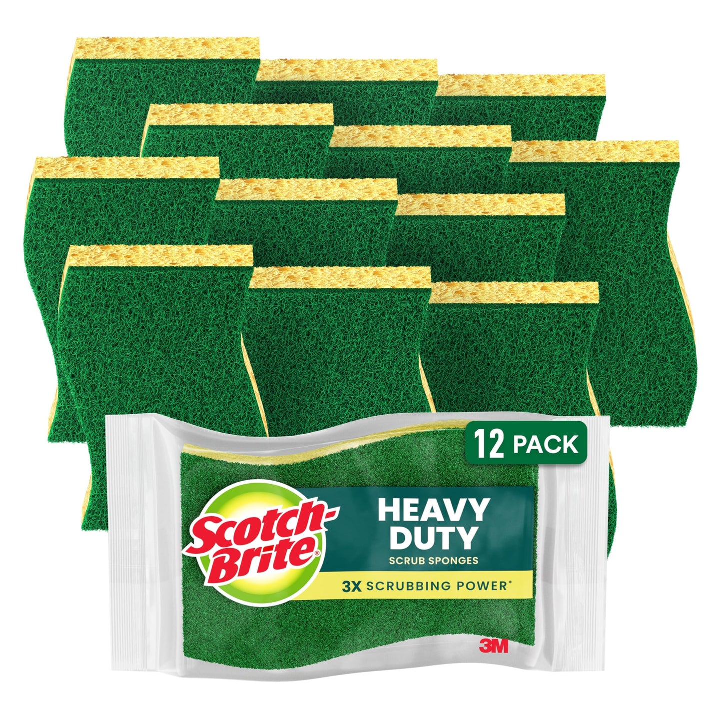Scotch-Brite Heavy Duty Scrub Sponges, For Washing Dishes and Cleaning Kitchen, 12 Scrub Sponges