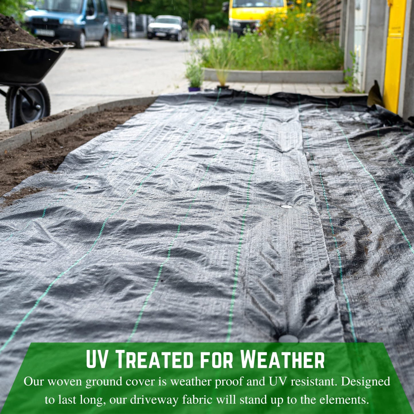 Farm Plastic Supply - Woven Driveway Fabric 3.2oz - 15' x 300' - Commercial Landscape Fabric, Drainage, Underlayment, Under Gravel
