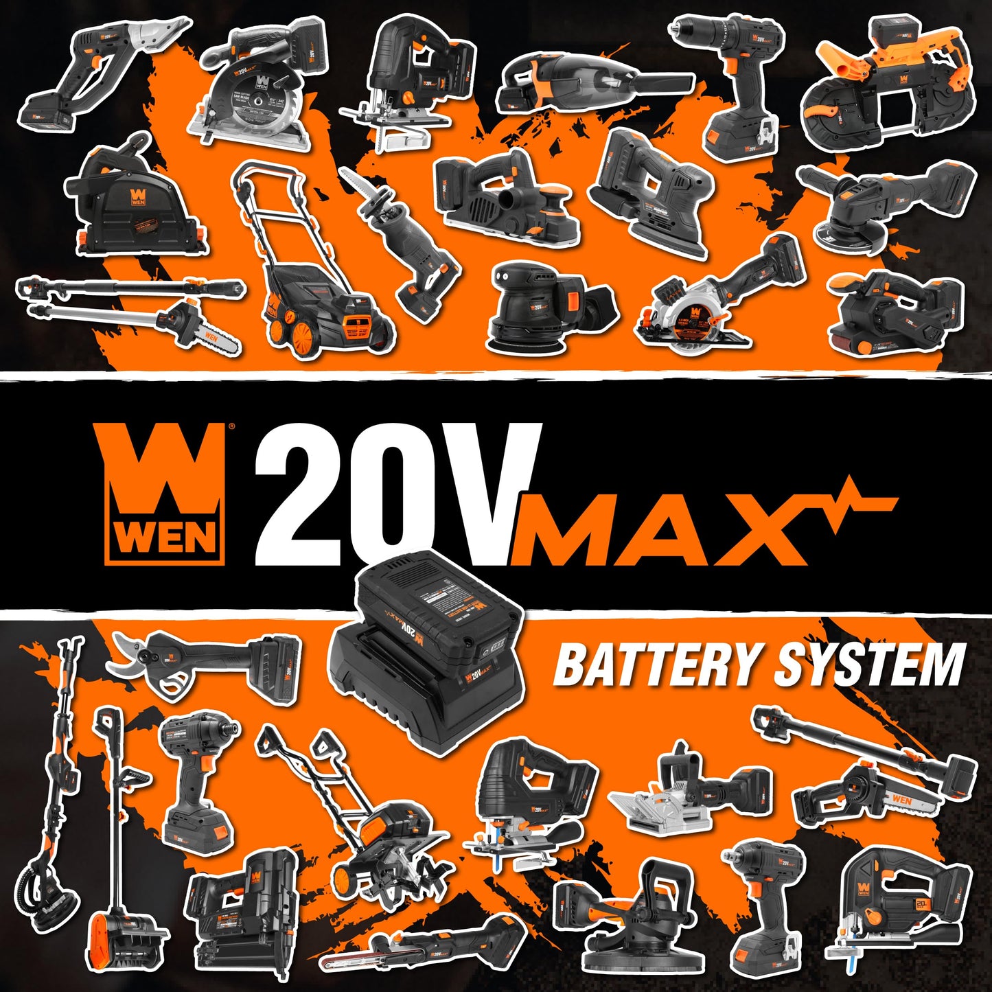 WEN 20V Max Brushless Handheld Drywall Sander with 4.0Ah Battery and Charger (20408)