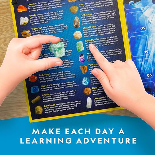 National Geographic Rock Collection Advent Calendar - 24 Gemstones, Minerals & Fossils for Kids