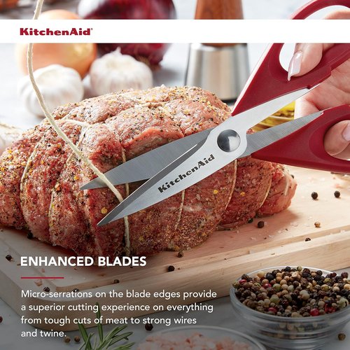 KitchenAid All-Purpose Kitchen Shears - Durable Stainless Steel Scissors with Soft Grip Handle | 8.72 Inch, Red
