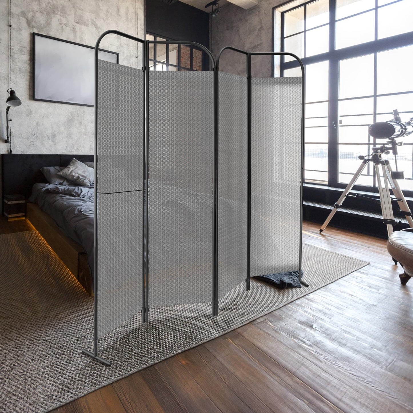 DECOLAB 4 Panel Room Dividers, Portable Privacy Separation Wall Panel for Home, Office, Studio, Bedroom, Light & Air Flow, 68" x 71", Jazz
