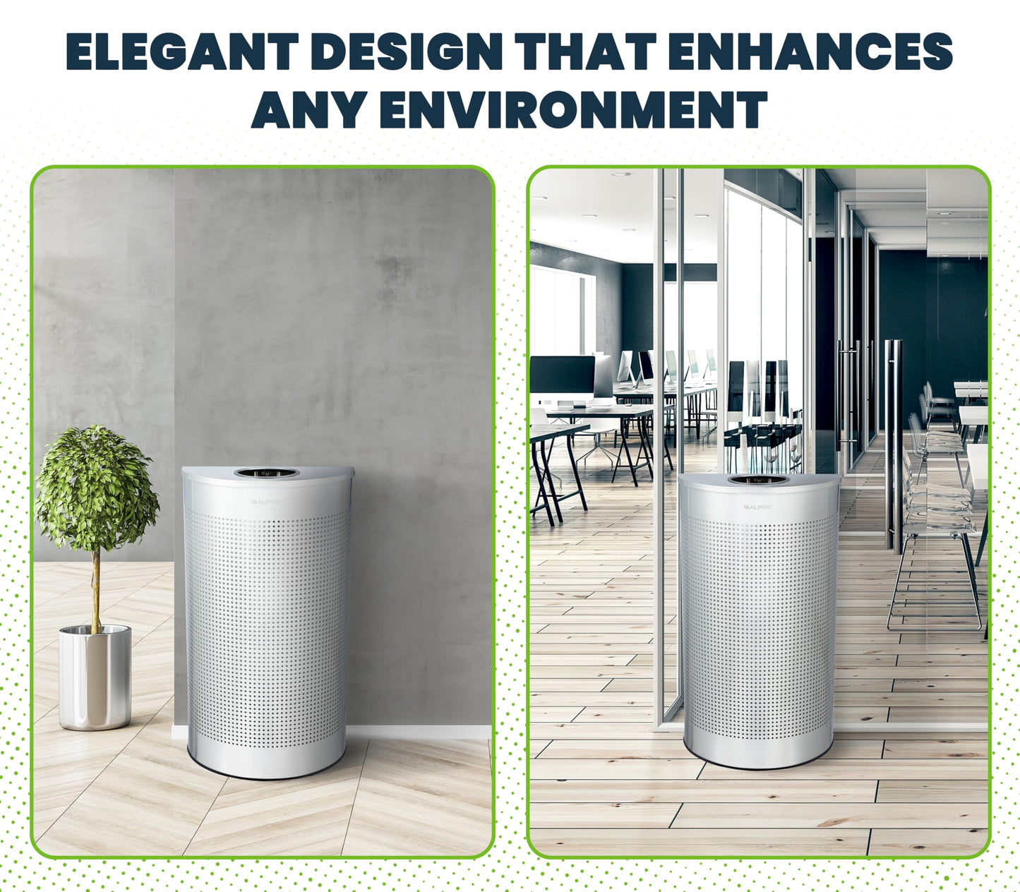 Alpine Half Round Trash Can Open Top - Modern 12 Gallon Stainless Steel Space Saving Indoor Commercial Trash Can, Narrow Garbage Can for Bathroom. Office, Lobby and Business.