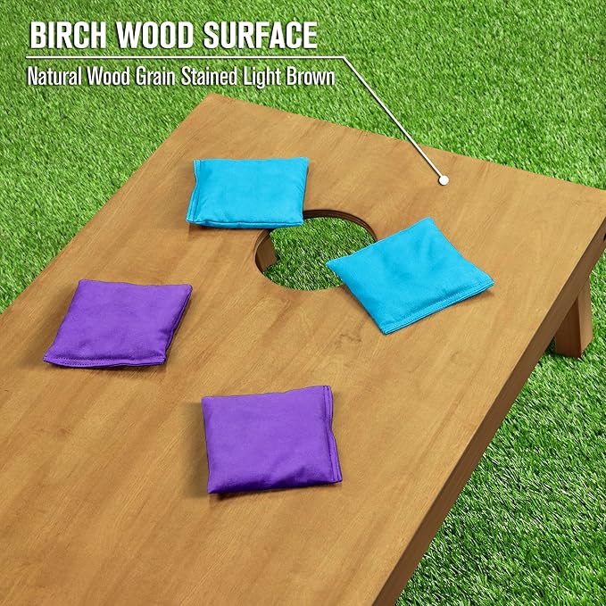 GoSports 4 ft x 2 ft Regulation Size Wooden Cornhole Boards Set - Includes Carrying Case - Full Regulation Size Bean Bag Toss Boards