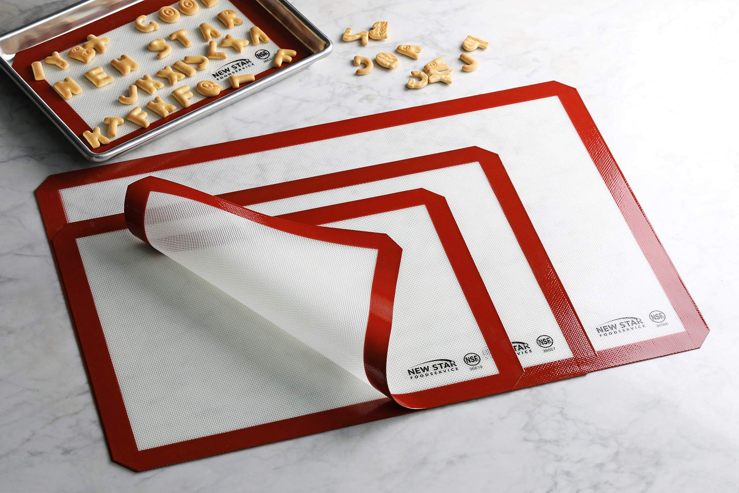 New Star Foodservice Commercial Grade Silicone Baking Mat Non-Stick Pan Liner, 17 x 25 inch (Full Size)