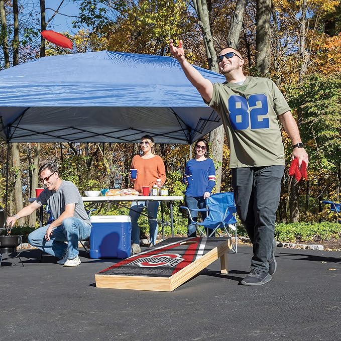 Wild Sports NCAA College 2' x 4' Wood Direct Print Tournament Cornhole Set, 8 Bean Bags, Vintage Triange Design - Tailgate, Outdoor, Backyard