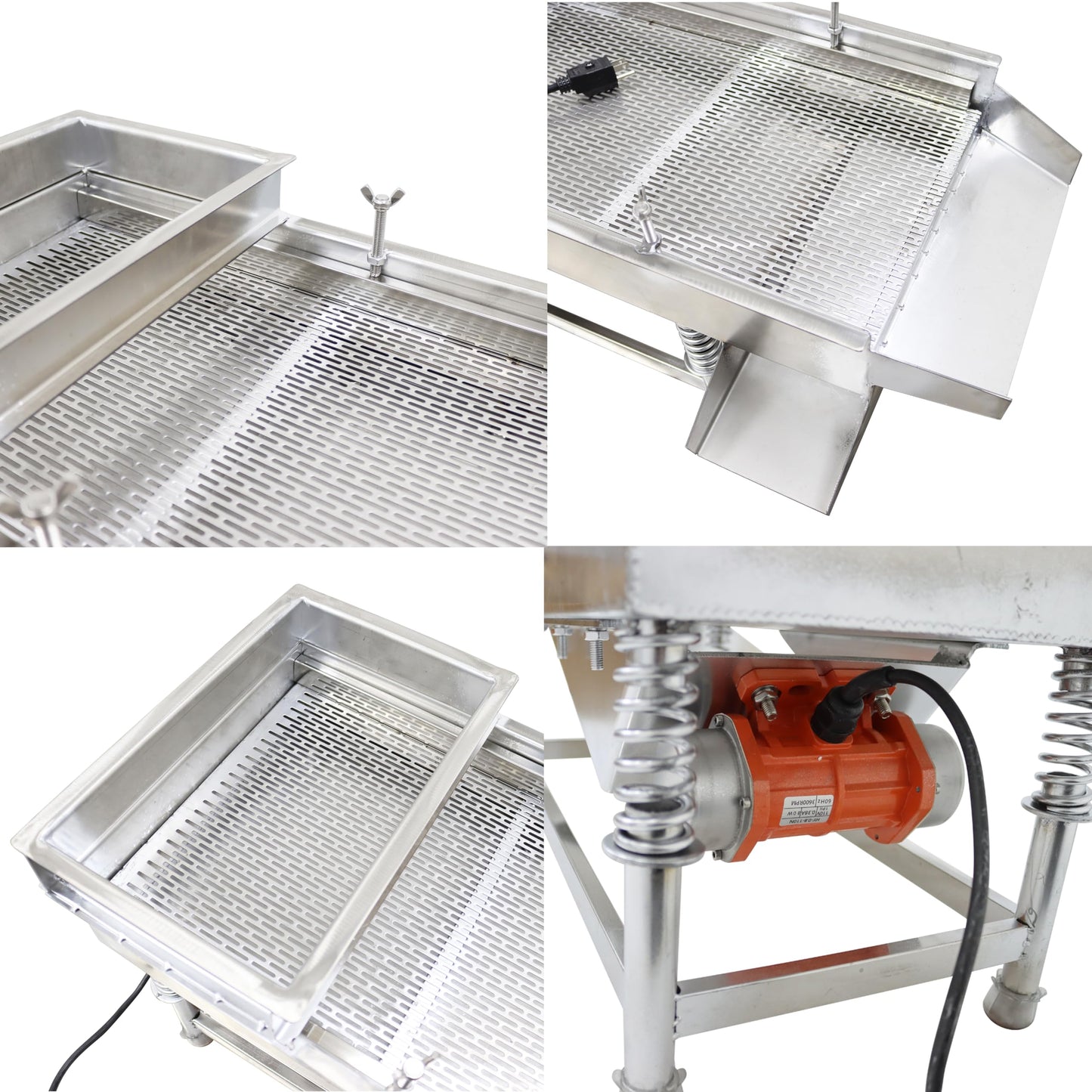 TECHTONGDA Straight Vibrating Sieve Screen Shaker Electric Linear Sifter Machine Stainless Steel One Layer One Motor 11.8 * 29.5inch Screen Size with 3 * 20mm Long Strip Hole Mesh 110V