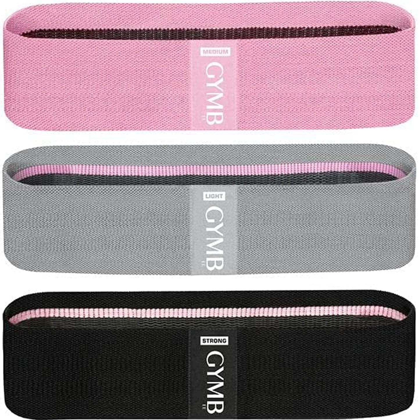 Gymbee Resistance Bands for Working Out - Exercise Bands to Workout Glutes, Thighs & Legs - No-Slip Cloth Booty Belt for Gym & Home Fitness, Yoga, Strength & Pilates for Men/Women - 3 Levels