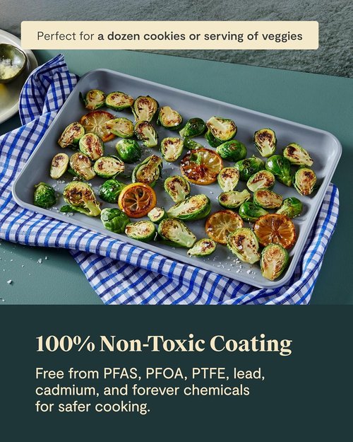 Caraway Non-Stick Ceramic Baking Sheet - Non-Toxic & PTFE Free - Ideal for Baking & Roasting - Medium (15" x 10") - Slate