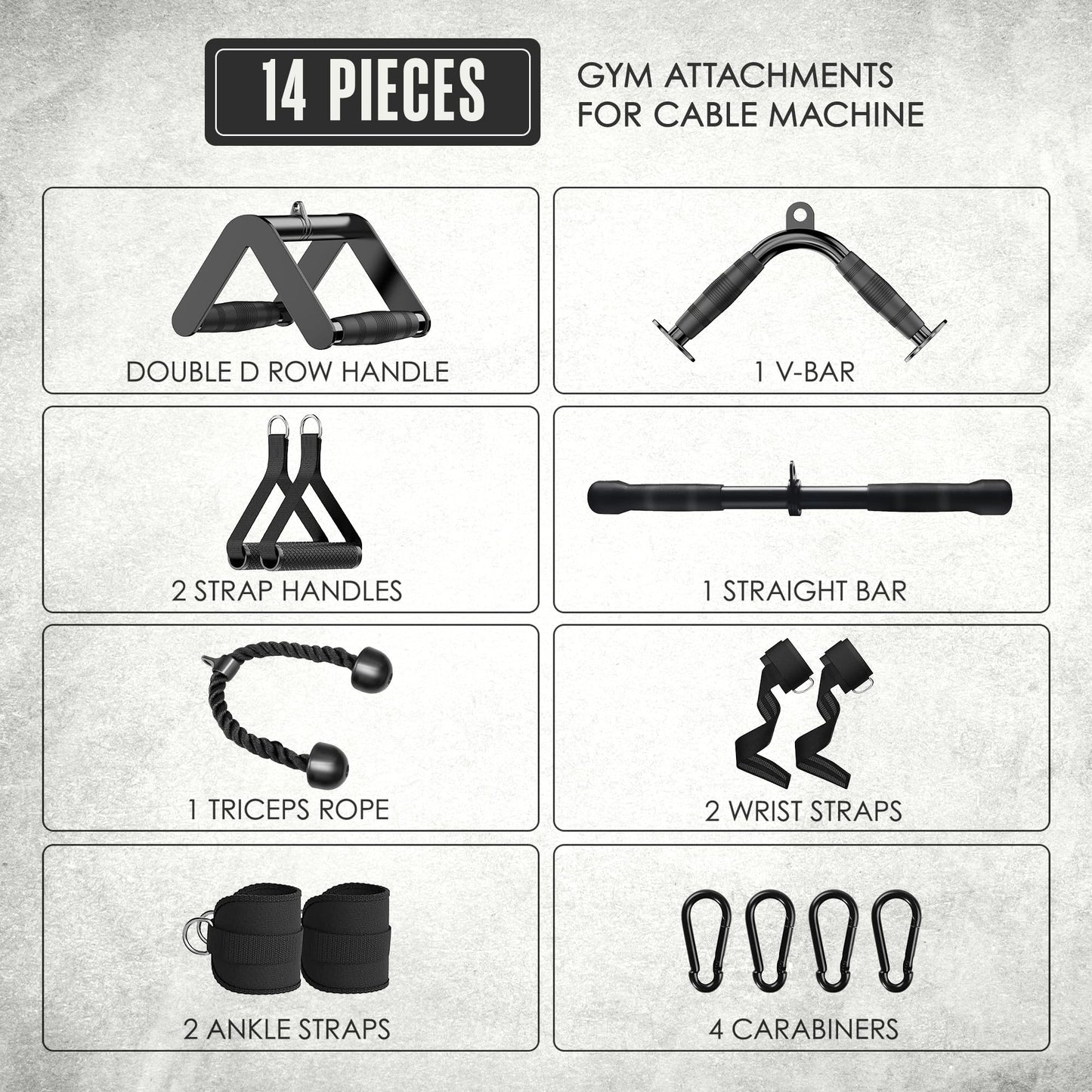 Houseables Cable Machine Attachment, Cable Attachments for Gym, Pull Down Bar, LAT Pulldown, Weight Machine Accessories, Gym Equipment Accessories, Triceps Rope, V Bar, D, Exercise Handles, Workout