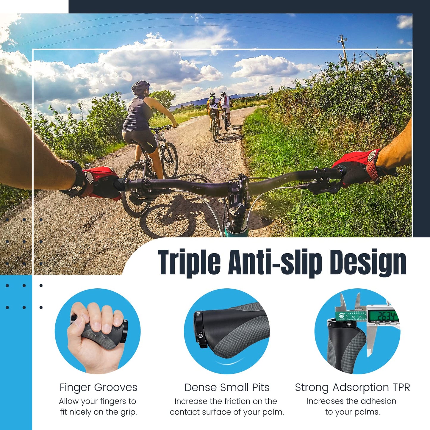 Bike Grips Rubber Ergonomic Antislip Handlebar Grips for MTB Bicycle Mountain