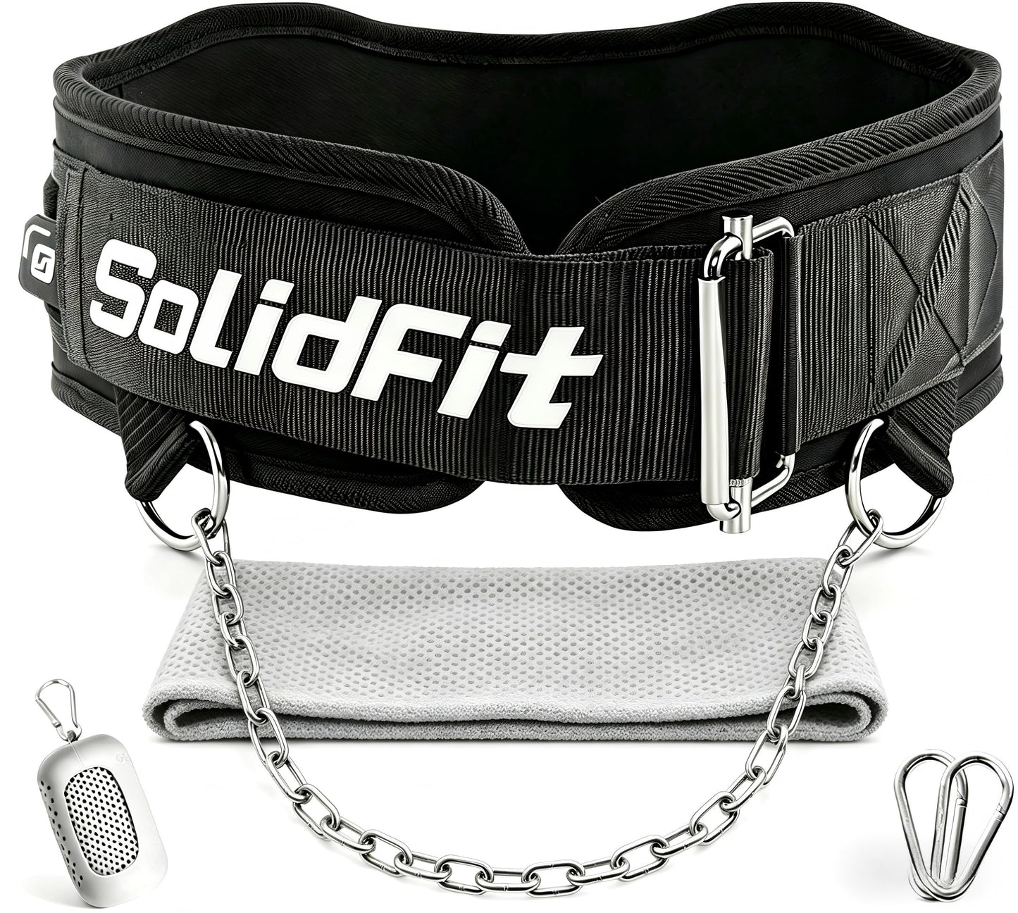 SolidFit Fitness Dip Weight Belt with Chain for Weight Lifting,Self-Locking Belt Weightlifting Squat Belts for Men,Supports 350lbs Pull Up Weight Belt,Deadlift Belt Gym Train,Workout Weights for Women