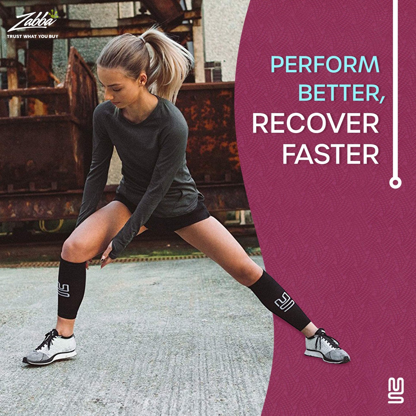 Modetro Sports Calf Compression Sleeves - Leg Sleeves for Men and Women - Support Brace for Running Flights Shin Splints