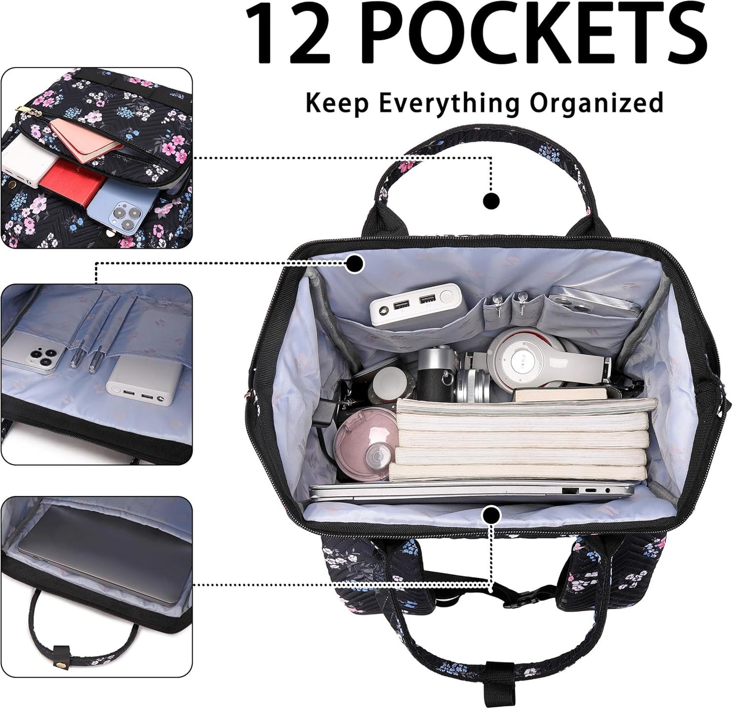 Backpack Commuter Daypack 15.6 Inch Hidds Laptop Purse for Women, Work Business College School Computer Bag Large Girls
