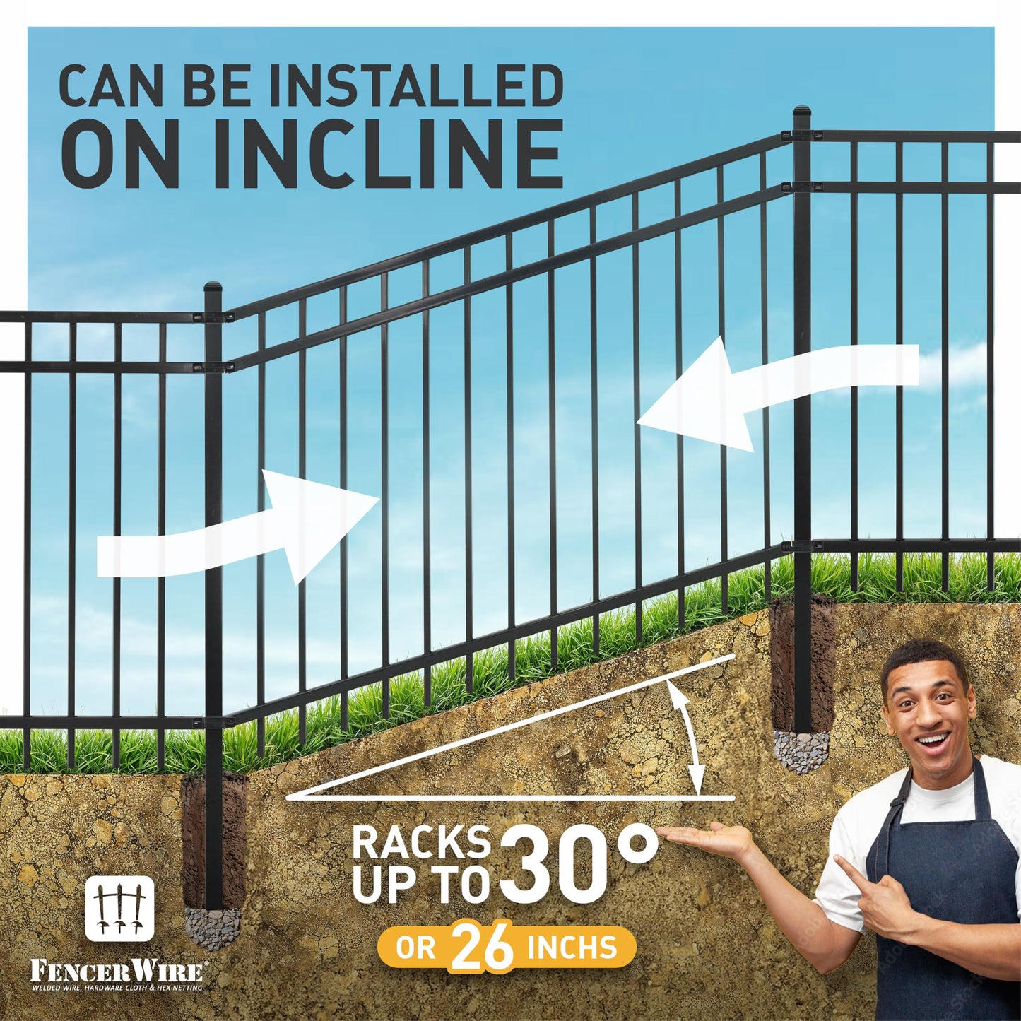 Fencer Wire 52FT Heavy Duty Flat Top Fence Barrier Kit, Anti-Rust Metal Steel Fence with 5FT Height X 8FT Width Panels, Gate, Posts, Connectors, Outdoor Fencing for Yard, Pool, Patio