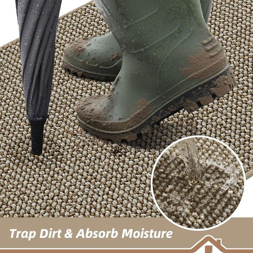 BEQHAUSE Dirt Trapper Door Mat - Non-Slip, Washable, Absorbent 32" x 48" Light Beige Entrance Mat