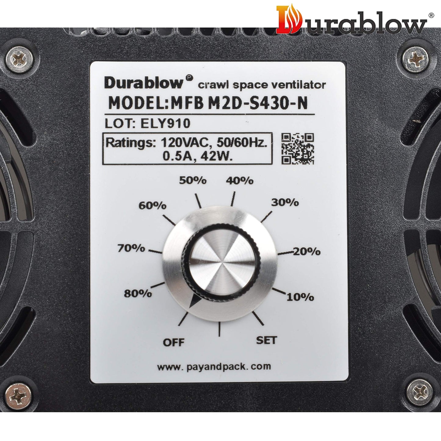 Durablow 220 CRM Air-Out + Air-In Crawl Space Vent Fans Bundle (Stainless Steel, M2D-S430 + M2D-S430-N)