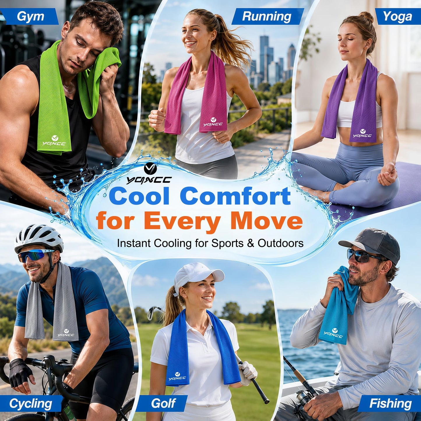 YQXCC 4 Pack Cooling Towels 40"x12", Cool Ice Towels for Neck & Face, Microfiber Soft Breathable Cool Rags for Gym Yoga Golf Running Camping Hot Weather