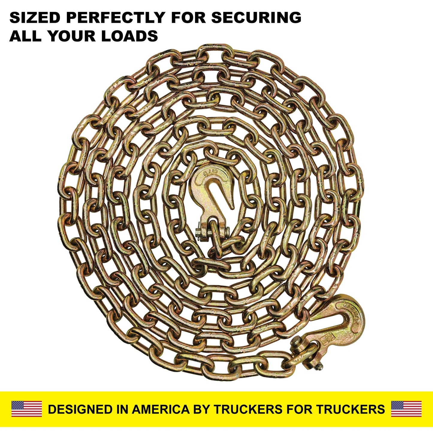 Knox Chain and Binder Kit 3/8in-1/2in, G70 Chains Ratchet Load Binders 9200lbs Working Strength, (4) Ratchet Binders and Chains, (4) 3/8in x 10ft G70, for Truck, Tie Down, Hauling, Towing