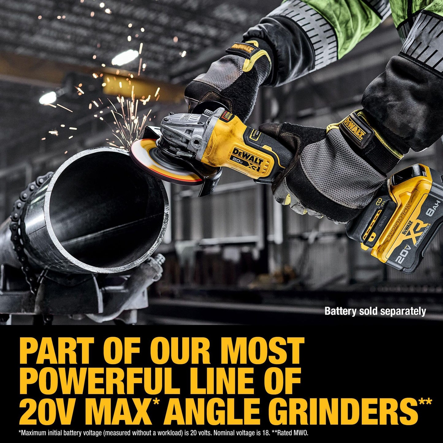 DEWALT 20V MAX XR Brushless Cordless Angle Grinder, 4-1/2 in. - 5 in., Variable Speed, Anti-Rotation, Paddle Switch (Tool Only) (DCG410VSB)