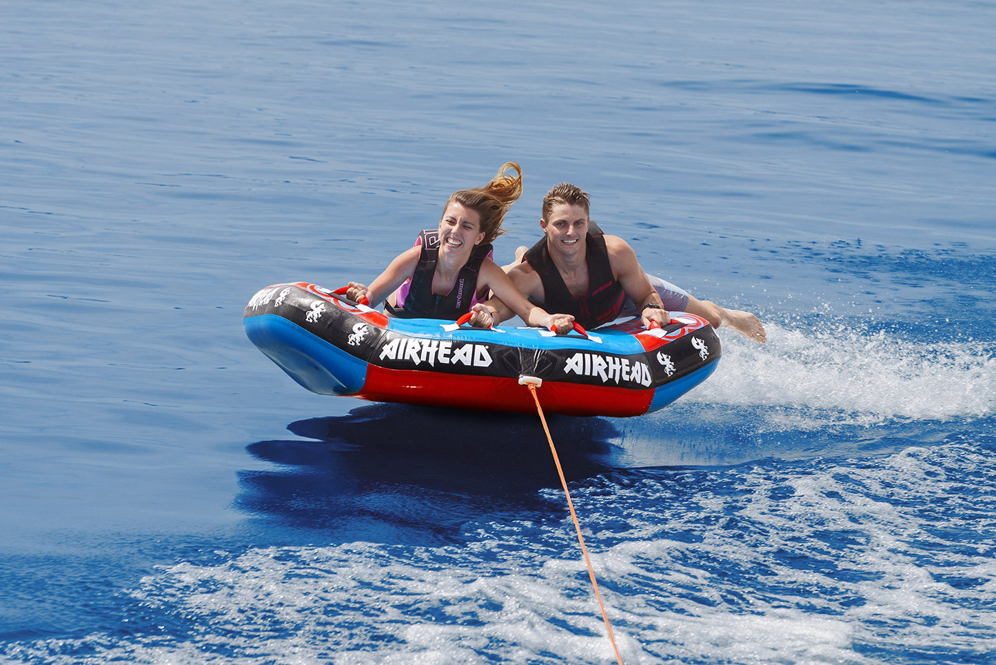 Airhead Griffin 2 Towable 1-2 Rider Tube for Boating and Water Sports, Kwik-Connect Tow, Padded Handles and Patented Speed Safety Valve for Easy Inflating and Deflating