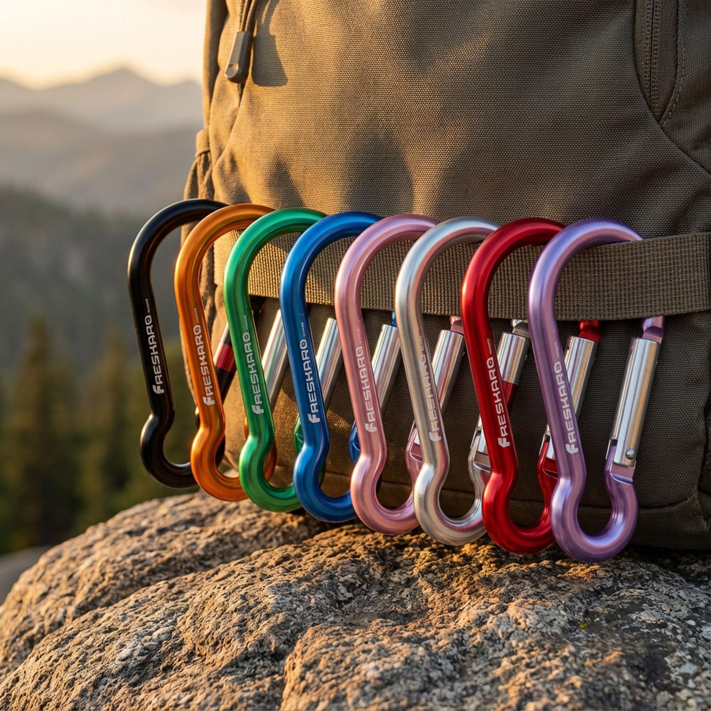 FresKaro Carabiner Clip, Heavy Duty Carabiners, Spring Snap Wire Gate Carbineers, Key and Keychain Karabiner 3inch, Strong Aluminum Caribiniers Hook, Fitness Accessories, Gourd Clips, 3Pack